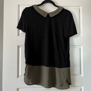 RW&CO Mixed Media Collared Blouse